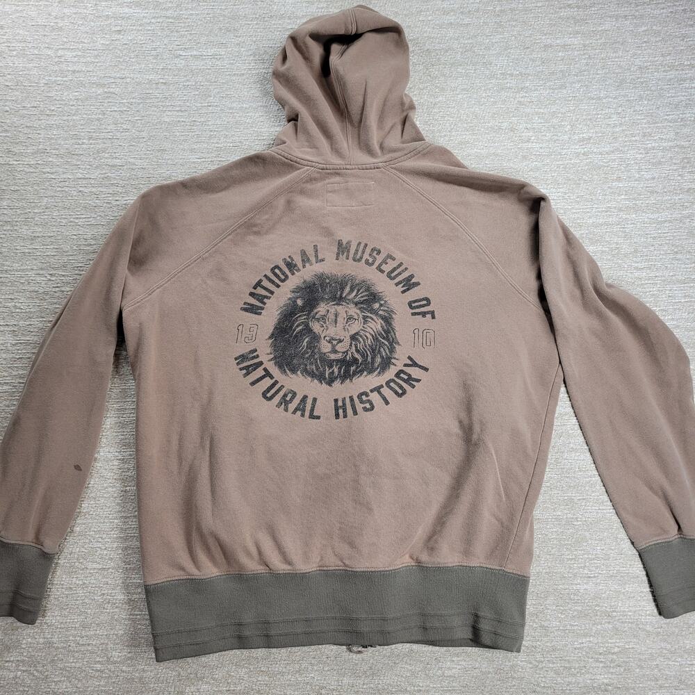 VTG Smithsonian Lion Hoodie L Tan Full Zip National Museum of Natural History